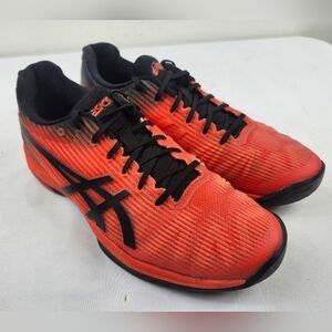 ASICS Mens Size 8 Bright Coral-Red Running Shoes with Black Accents